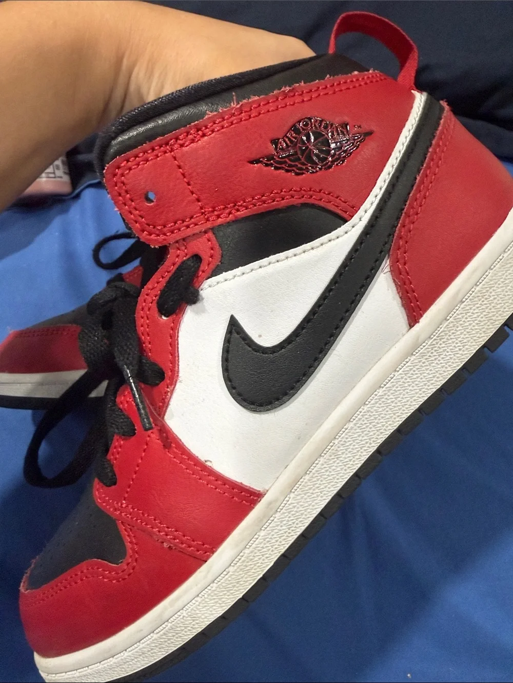 Jordan Kids High-Top Sneakers in Black, Red & White